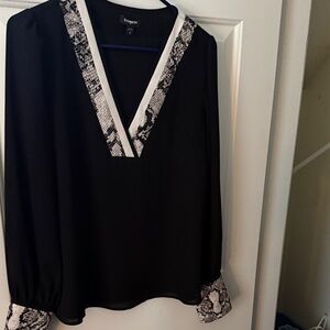 Express Black Top with Snake Print Details